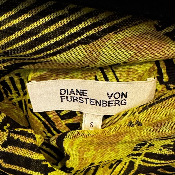 Diane Von Furstenberg Livonia bamboo Chartreuse dress S - Picture 8 of 9
